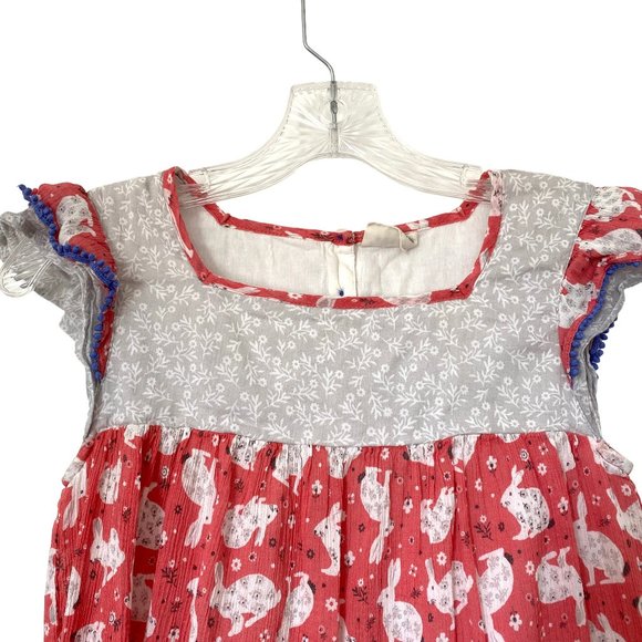 Mini Boden Ruffle Shoulder Summer Dress Rabbit Print 11-12 Y - Picture 5 of 6